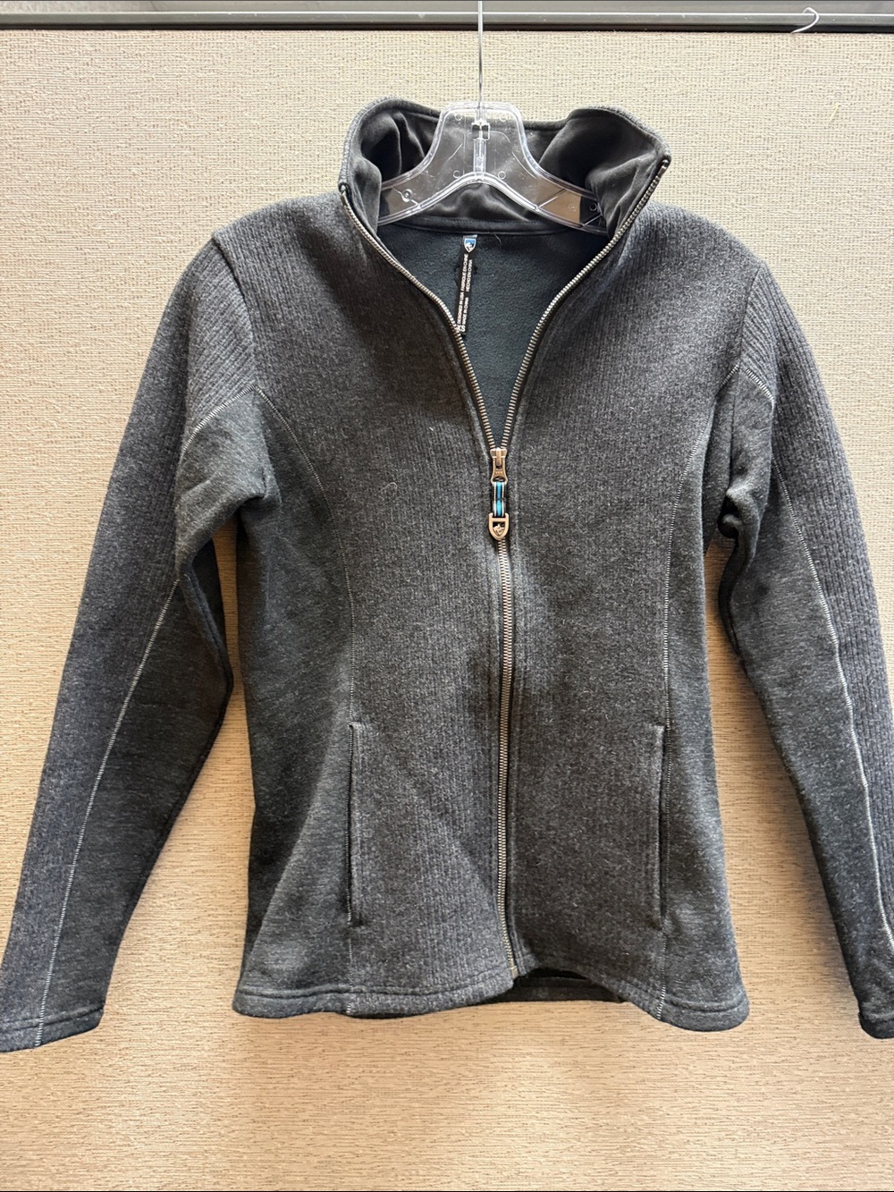 Gray Full-Zip Knit Jacket